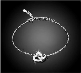 Bransoletka srebrna 925 z diamentowymi cyrkoniami - serce w kole