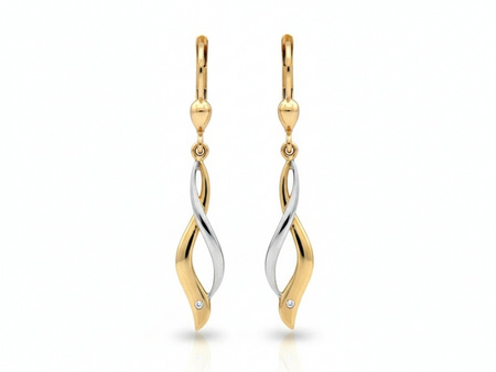 Kolczyki złote długie przeplatane