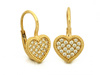 Kolczyki złote angielskie z sercem z cyrkoniami