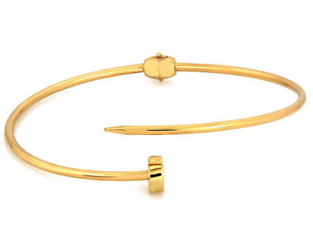 Złota sztywna bransoletka modny gwóźdź