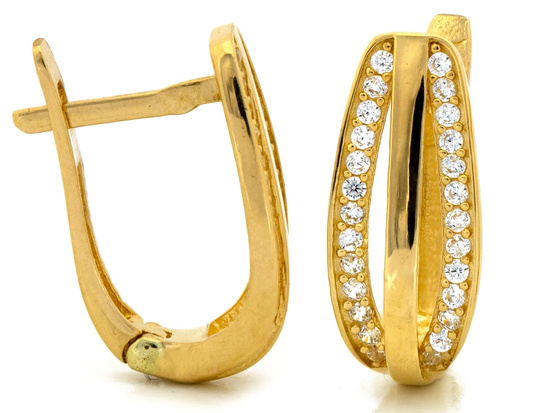 Kolczyki złote angielskie z cyrkoniami