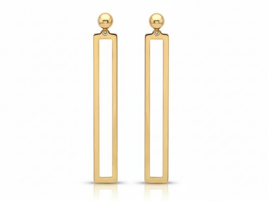 Kolczyki złote nowoczesne długie graficzne prostokąty