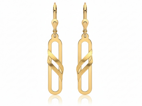 Złote kolczyki długie sztywne efektowne angielskie zapięcie