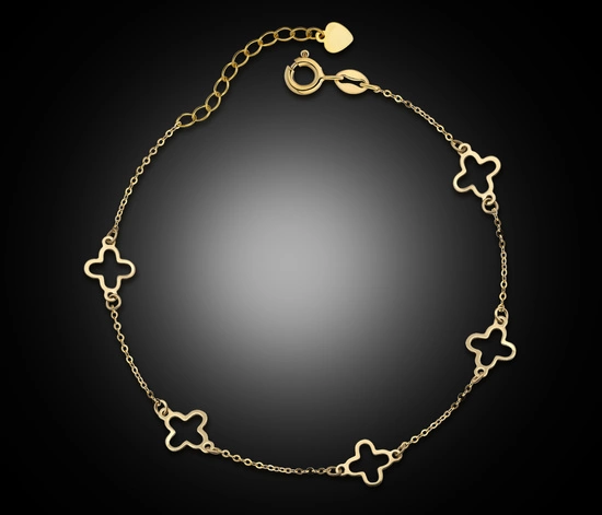 Złota bransoletka 585 - koniczynki