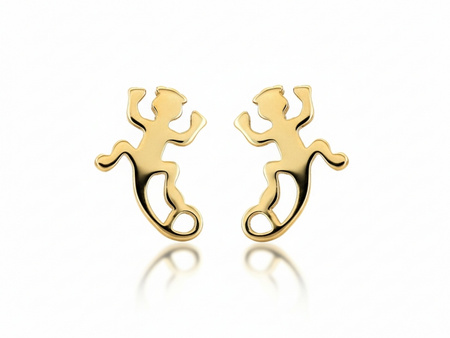 Kolczyki złote jaszczurka na sztyfcie