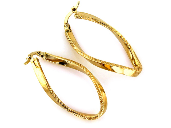 Kolczyki złote długie sztywne nowoczesne 