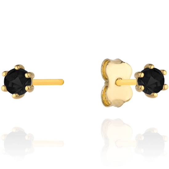 Złote kolczyki 585 z onyksem 