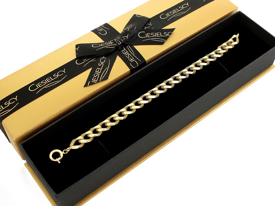 Złota gruba bransoletka zdobiona pancerka