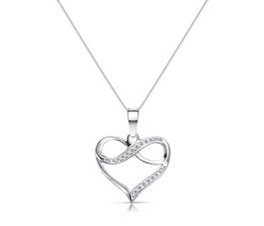 Naszyjnik srebrny 925 z diamentowymi cyrkoniami - serce, nieskończoność 