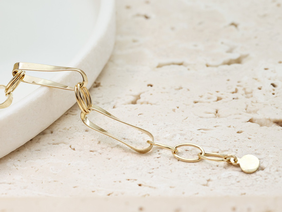 Modna złota bransoletka z dużych ogniw