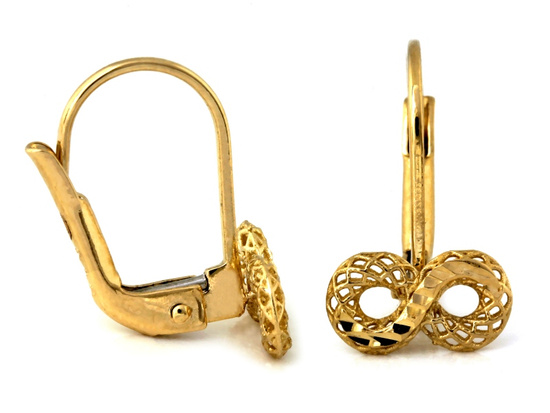 Kolczyki złote angielskie z nieskończonością