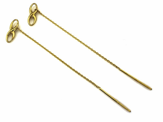 Kolczyki złote przeciągane z nieskończonością