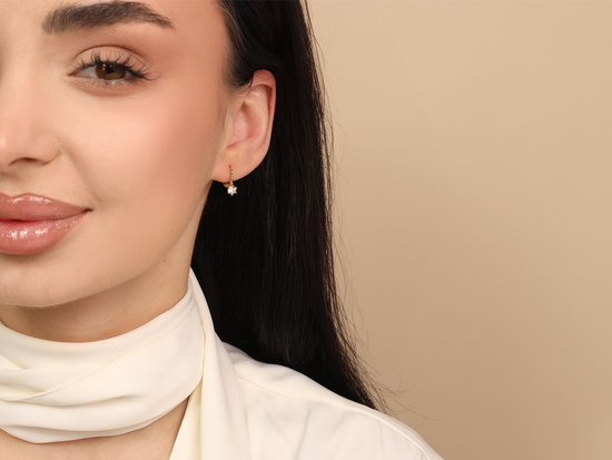 Kolczyki złote angielskie z cyrkonią