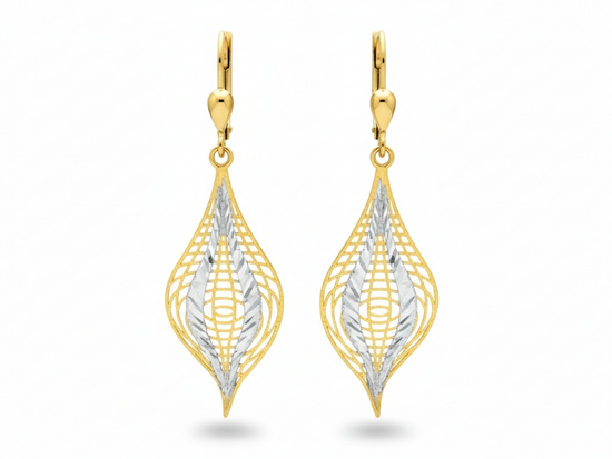 Ażurowe złote kolczyki wiszące