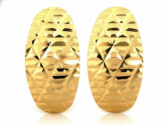 Złote kolczyki owalne zdobione angielskie zapięcie