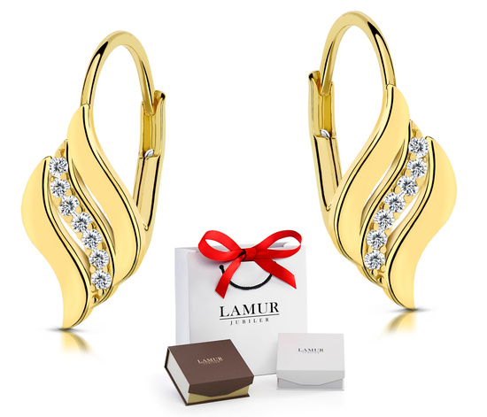 Złote kolczyki 585 z cyrkoniami - klasyczne