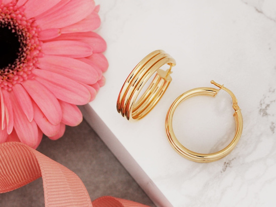 Kolczyki złote potrójne koła 27mm