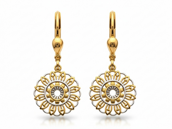 Kolczyki złote wiszące ażurowe okrągłe