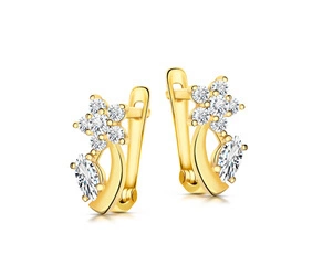 Złote kolczyki 333 dla dziewczynki - kwiatki