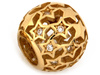 Złota ażurowa kulka charms do bransoletki nawlekana w gwiazdki