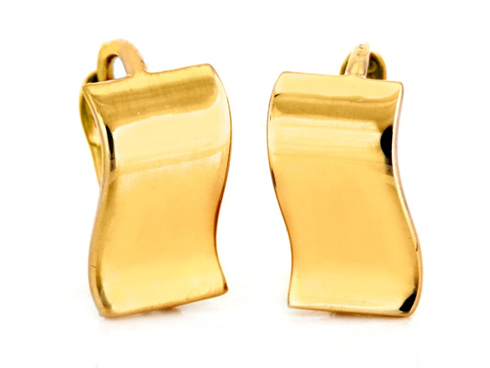 Kolczyki złote błyszczące gładkie angielskie