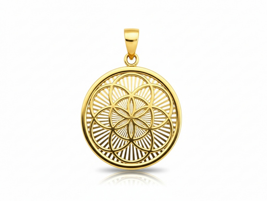 Zawieszka złota okrągła zdobiona możliwy grawer personalizacja