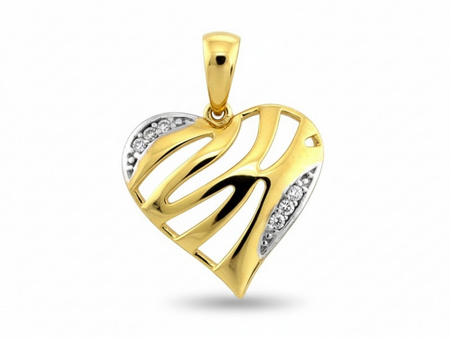 Złota zawieszka serce z cyrkoniami