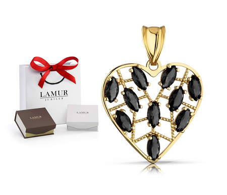 Złota zawieszka 585 - serce z cyrkoniami