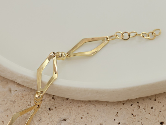 Bransoletka złota z kulek i rombów