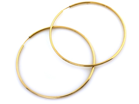 Złote kolczyki duże koła 70mm szarniry