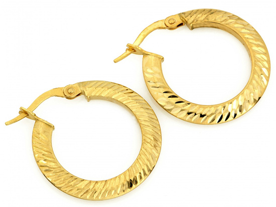 Kolczyki złote koła duże błyszczące szerokie płaskie 24mm