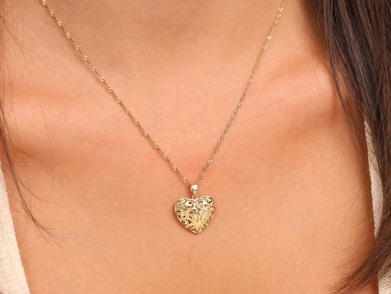 Zawieszka złota serce przestrzenne z ażurem