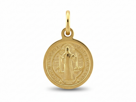 Złoty medalik dwustronny św Benedykt krzyż św Benedykta