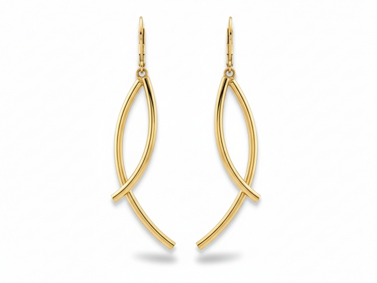 Kolczyki złote długie sztywne nowoczesne