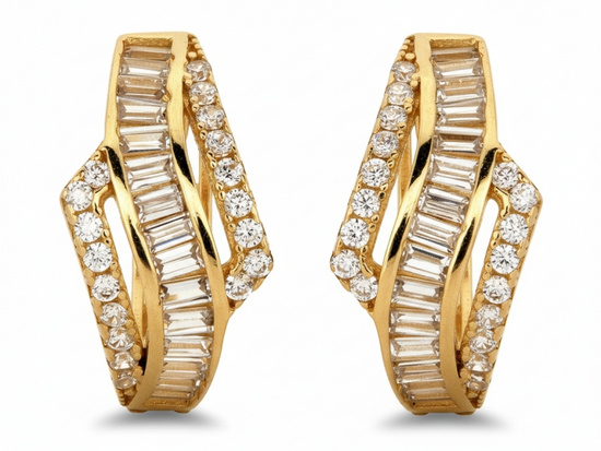 Kolczyki złote małe kółeczka z cyrkoniami