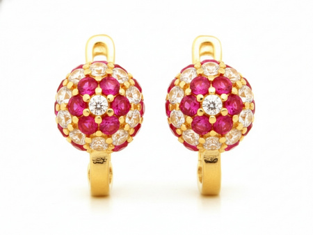 Złote kolczyki z czerwonymi cyrkoniami