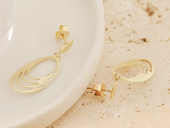 Kolczyki złote owalne wiszące ażurowe