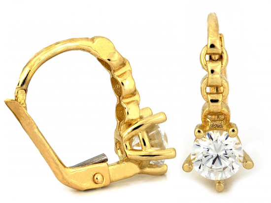 Złote kolczyki angielskie z cyrkonią