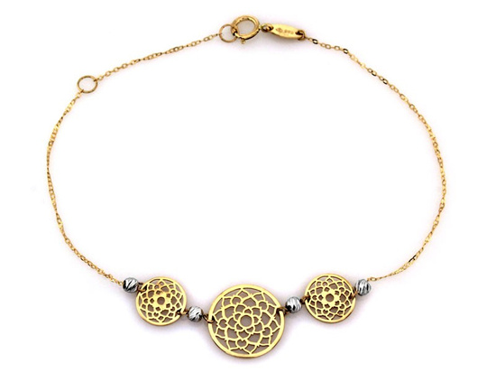 Złota bransoletka łańcuszkowa z ażurowymi elementami