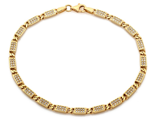 Bransoletka złota prostokątne elementy z cyrkoniami