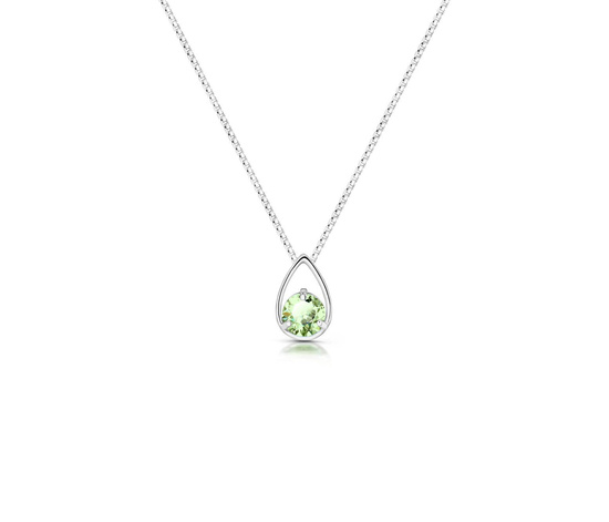 Naszyjnik srebrny 925 z naturalnym oliwnem - łezka