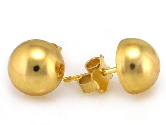 Złote kolczyki kulki na sztyfcie
