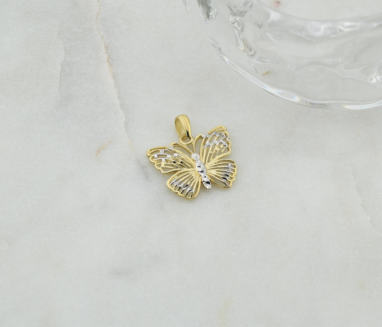 Złota zawieszka 375 - ażurowy motylek