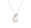 Naszyjnik srebrny 925 z perłą i diamentowymi cyrkoniami