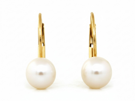 Kolczyki złote z perłą angielskie zapięcie