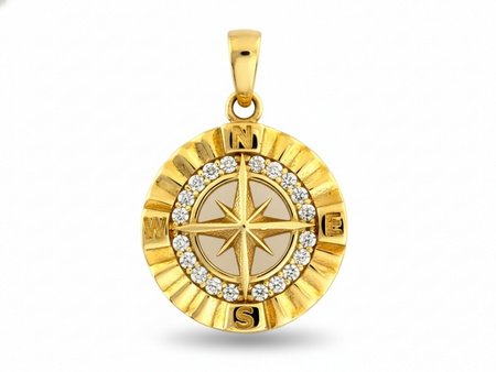 Zawieszka złota kompas róża wiatrów