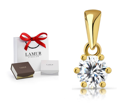 Złota zawieszka 585 - klasyczna z cyrkonią