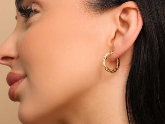 Kolczyki złote koła duże błyszczące 28mm