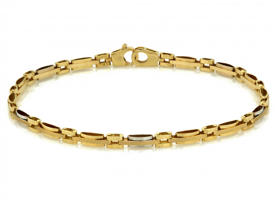 Bransoletka złota elementowa z satyną dwukolorowa