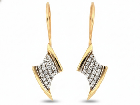 Kolczyki złote na biglu z cyrkoniami